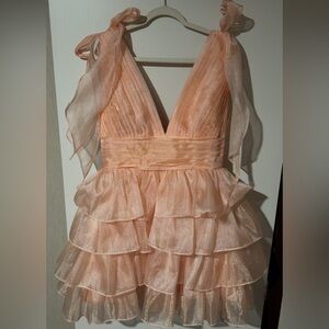 Peach Ruffled Halter Dress